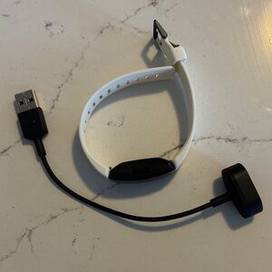 Fitbit White and Black Fitness Tracker with Charger